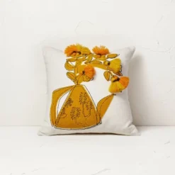 Floral Watering Pitcher Square Throw Pillow With Tassels - Opalhouse™ Designed With Jungalow™ -Opalhouse™ GUEST 295bbf4a 7932 4570 9c93 22f266108cb5