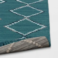5' X 7' Soft Moroccan Tapestry With Double Knot Fringe Woven Outdoor Rug Teal - Opalhouse™ -Opalhouse™ GUEST 3a15645d 40e3 4c67 92df d55f6ad30a10