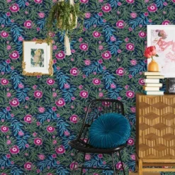 Marker Floral Peel & Stick Wallpaper Blue - Opalhouse™: Removable, Self-Adhesive, Bohemian, Botanical, Washable -Opalhouse™ GUEST 4bd2c609 f7e5 4434 87eb 1a3def5b43e5