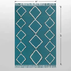5' X 7' Soft Moroccan Tapestry With Double Knot Fringe Woven Outdoor Rug Teal - Opalhouse™ -Opalhouse™ GUEST 59e527ba 7512 4b3c 92ea 0b2f51cfc486