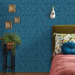 Layered Leaves Peel & Stick Wallpaper Blue - Opalhouse™: Removable, Self-Adhesive, Bohemian Botanical Decor -Opalhouse™ GUEST 9fed2ca1 f250 427c a421 af2014a7c945