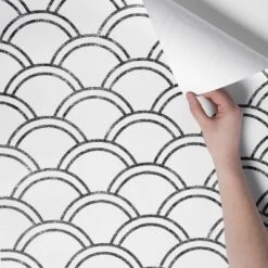 Scallops Peel & Stick Wallpaper Black/White - Opalhouse™: Removable Vinyl, Self-Adhesive, Washable, 27.5 Sq Ft Coverage -Opalhouse™ GUEST b519ab13 7e47 4143 bd7b 337350ec0828
