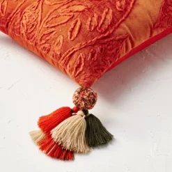 14"x20" Oblong Embroidered Leaf Pattern Accent Pillow Rust - Opalhouse™ Designed With Jungalow™ -Opalhouse™ GUEST d63fc097 241b 42e6 a759 c0f0cd01ee03