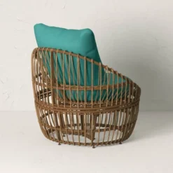 Topanga Club Chair With Ottoman - Blue/Brown - Opalhouse™ Designed With Jungalow™ -Opalhouse™ GUEST db6f5d67 275a 4bfa 9fae 3ff68f41b8d1