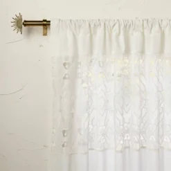 1pc Sheer Banded Geo Macrame Window Curtain Panel White - Opalhouse™ Designed With Jungalow™ -Opalhouse™ GUEST e45ca8b5 c8fb 4bcd 9418 e1344d66992c