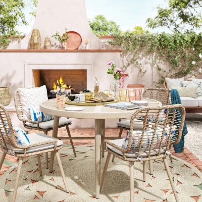 Leona 46" Round Crushed Bamboo Stamped Steel Top Patio Dining Table - Opalhouse™ 4 Leona 46" Round Crushed Bamboo Stamped Steel Top Patio Dining Table - Opalhouse™ - Image 3